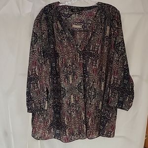 Ana 3x long sleeved multi color print tunic